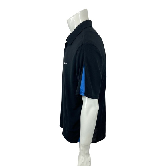 Nike Golf Dri-Fit UV Black Blue Solid And Mesh UV Golf Polo Shirt Mens XL - Picture 4 of 13